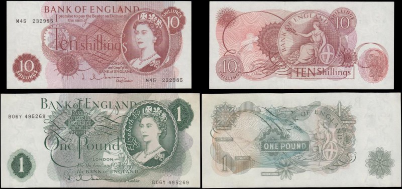 Bank of England Hollom QE2 portrait & seated Britannia 1963 issues (2) comprisin...