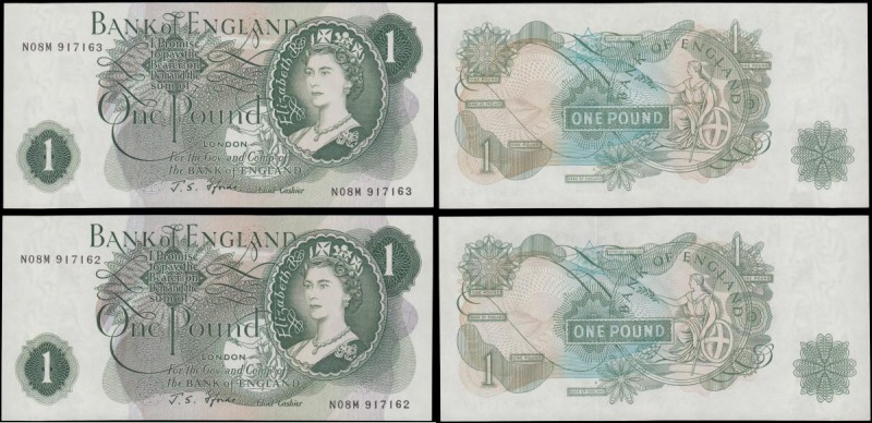 One Pounds Fforde QE2 portrait & seated Britannia B308 Green G (Goebel) Reverse ...