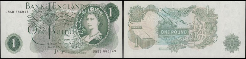 One Pound Page QE2 portrait & seated Britannia ERROR note B320 (BY Error Ref. E3...
