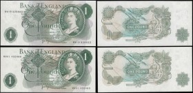 One Pound Page B323, scarce first and last run REPLACEMENT notes MW01 433460 & MW19 829932, issued 1970, (Pick374g), the first Uncirculated, the last ...