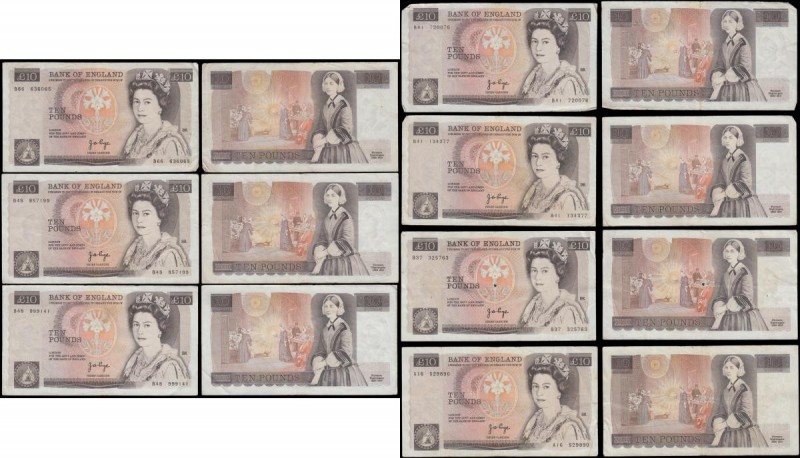 Ten Pounds Page QE2 pictorial & Florence Nightingale B330 issues 1975 (7) all ci...