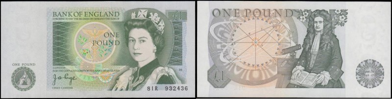 One Pound Page QE2 pictorial & Sir Isaac Newton B339a Green Experimental issue 1...