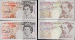 Bank of England 10 Pounds Kentfield & Lowther FIRST RUN LOW numbered pair with matching serial numbers 864 (2) consisting of B369 issue 1993 prefix DD...