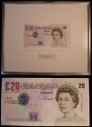 Offered Here For Charity - Bank of England VIP tribute Twenty Pounds No. 5 note Merlyn Lowther QE II & Sir Edward Elgar B386 Series E Second Historica...