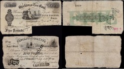 Provincial issue 5 Pounds (2) comprising a very early number and bearing the bank's creation year example Newcastle upon Tyne Joint Stock Bank SOLID N...