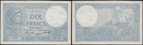 France 10 Francs "Minerva " Pick 73e (Fayette F6.18) very LAST date for this issue 25th February 1937 signatures Strohl & Boyer a later block number ,...