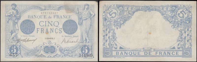 France 5 Francs Pick 70 (Fayette F2.45) month in date with signs from the zodiac...