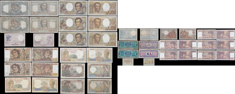 France 5 to 1000 Francs various dates from 1930-40's to modern (22) in various g...