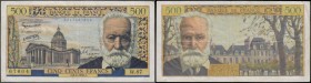 France 500 Francs 'Victor Hugo' Pick 133b (Fayette F35.8) dated 6th February 1958 block W.87 series 67604 number 0217467604 signatures D'Ambri&egrave;...