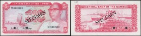 Gambia Central Bank 5 Dalasis SPECIMEN No. 157 Pick 5s ND 1972-76 without microprinting below promissory text, signatures as for Pick 5c and punch-hol...