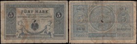 Germany Empire Reichsschuldenverwaltung REICHSKASSENSCHEIN 5 Mark Pick 1 (Ros. 1) dated 11th July 1874 Series IX. Lit. J Fol. 161 number 0801784, Fair...