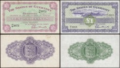 Guernsey (2) both 1960's Guillemette signature issues comprising the 10 Shillings Pick 42b (BY GU32b) last date for this type 1st March 1965 serial nu...