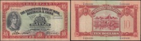 Hong Kong The Chartered Bank of India, Australia & China 10 Dollars Pick 55a (Mars Illustrated Catalogue of Hong Kong Currency S12, KNB34a) and a very...