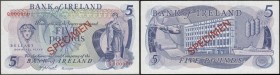 Ireland (Northern) Bank of Ireland Second issue 5 Pounds SPECIMEN Pick 62bs (PMI BA111; as BY NI.213b) ND 1971-77 signature O'Neill title Manager, red...