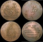 Halfpennies 18th Century Middlesex (2) undated R.Heslop - Contortionist, Obverse: Man and a monkey in antic postures/Reverse: Text in six lines, Plain...