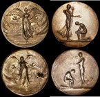 Clich&eacute; medals (2) the first undated by Phillips Aldershot of London, uniface and 32mm diameter Obverse: Angel holding two laurel wreaths facing...