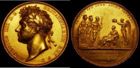 Coronation of George IV 1821 35mm diameter in gold an unfinished pattern of the Official Royal Mint issue by B.Pistrucci (Eimer 1146a), of similar sty...