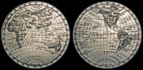 Map of the World : Eastern and Western Hemispheres (c.1820) 74mm diameter undated, in white metal by T.Halliday, possibly struck by Edward Thomason, E...