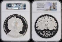 Five Hundred Pounds 2017 Queen Elizabeth II and Prince Philip 70th Anniversary One Kilo of .999 Silver Proof S.R8 FDC in a large NGC holder 'One of th...