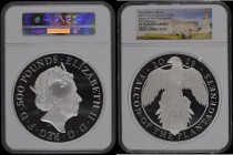Five Hundred Pounds 2019 Queen's Beasts - The Falcon of the Plantagenets One Kilo of .999 Silver Proof type as S.QCE5 dated 2019, in a large NGC holde...