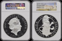 Five Hundred Pounds 2020 Queen's Beasts - The White Lion of Mortimer One Kilo of .999 Silver Proof S.QCE7 FDC in the large NGC holder 'One of the Firs...