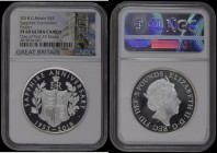 Five Pound Crown 2018 Coronation of Queen Elizabeth II Sapphire (65th) Anniversary Silver Proof Piedfort, in an NGC holder and graded PF69 Ultra Cameo...