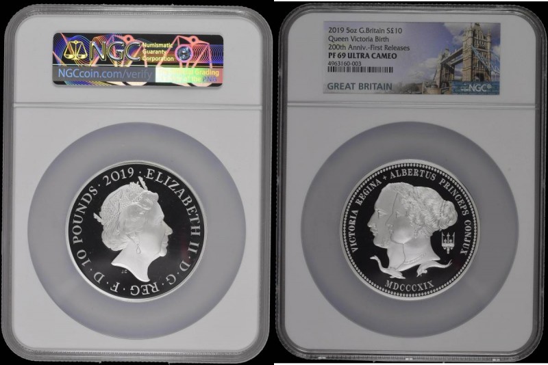 Ten Pounds 2019 5oz. Silver Proof 200th Anniversary of the Birth of Queen Victor...