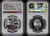 Two Pounds Britannia 2017 One Ounce of Silver, 20th Anniversary of the First Silver Britannia coins, Reverse: Britannia holding a shield and trident, ...