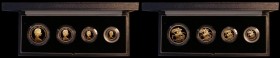 United Kingdom 1982 Gold Proof Four Coin Sovereign Collection, Gold Five Pounds to Half Sovereign, FDC in the Royal Mint's presentation box with certi...