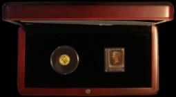 Isle of Man Coin and Stamp Set 1990 150th Anniversary of the Penny Black Stamp, comprising 1/25th Crown 1990 Gold 1.24 grammes of .999 gold with Penny...