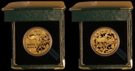 South Africa Natura Coinage 1997 One Ounce of .999 Gold, Obverse: Buffalo's Head, Reverse: Buffalo defending itself from attacking lioness, KM#210 Pro...