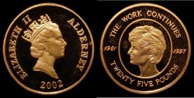 Alderney Twenty-Five Pounds 2002 5th Anniversary of the Death of Diana, Princess of Wales - The Work Continues KM#28 FDC/nFDC the reverse with a handl...
