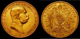 Austria 10 Coronas Gold 1909 KM#2815 GVF/EF