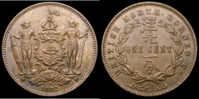 British North Borneo One Cent 1882H KM#2 UNC or near so, nicely toned with some small edge nicks