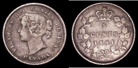Canada 5 Cents 1884 KM#2 Fine, a key date in the series