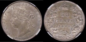 Canada 50 Cents 1871 KM#6 in an NGC holder and graded AU Details - Stained, all Victorian 50 Cents are rare in high grades, Krause lists at $650 EF an...