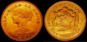 Chile 100 Pesos 1958 KM#175 Lustrous UNC with some light toning