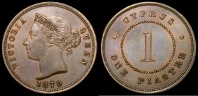 Cyprus One Piastre 1879 KM#3.1 EF with traces of lustre