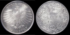 German States - Frankfurt Am Main Gulden 1841 KM#316 Lustrous UNC and choice, in a PCGS holder and graded MS64+, the finest known example on the PCGS ...