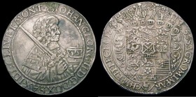 German States - Saxony-Albertine Thaler 1658 John George II KM#474, Davenport 7617 VF, ex-edge mount at the top
