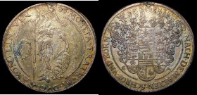 German States - Saxony-Weimar Thaler 1623GA Spear to left of date KM#854 Good Fine with olod gold toning, ex-edge mount at the top