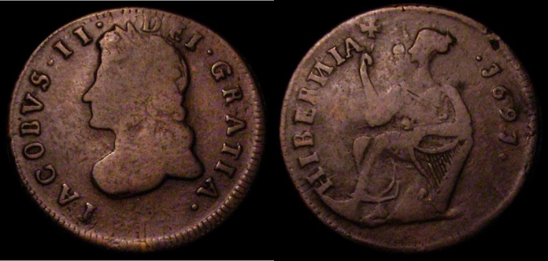 Ireland Halfpenny 1691 Limerick S.6594 VG the reverse better evenly struck, with...