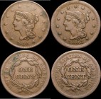 USA One Cent (2) 1840 Large Date Breen 1875 NVF with a die crack on the obverse, 1852 the 52 of the date repunched Breen 1908 NVF