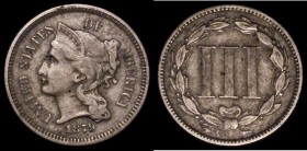 USA Three Cents 1879 Breen 2441 Fine, Rare with a mintage of just 38,000 pieces, Breen states: More often offered in Proof state than in business stri...
