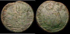 USA/Ireland Farthing undated St. Patricks, legend with trefoil of pellets after FLOREAT, Fair with green patina and porous surfaces