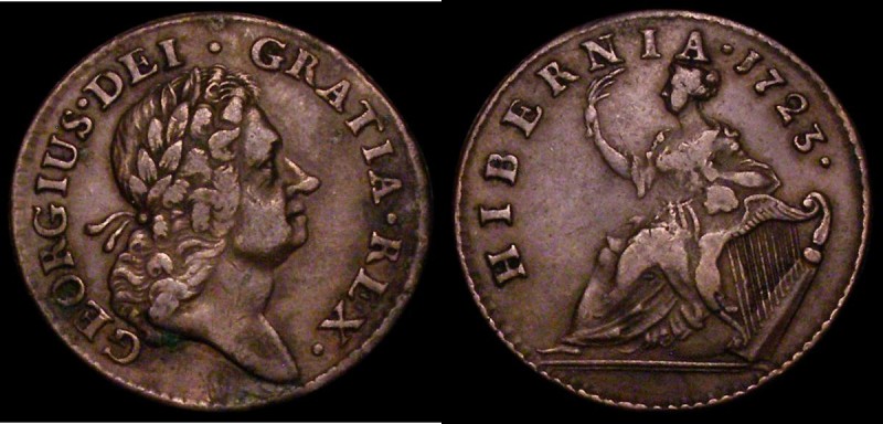 USA/Ireland Halfpenny 1723 Woods, No pellet before H, Large 3, Breen 155 NVF/GF ...