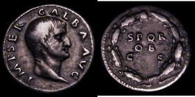 Roman Denarius Galba (68-69AD) Sear 2109, RIC 167, RSC 287 Obverse: Bare head right IMP SER GALBA AVG, Reverse: SPQR OB CS legend in three lines withi...