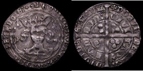 Groat Henry IV/V, Type A - muled with Henry IV obverse, light coinage type III. Obverse with Annulet to left of the crown and pellet to the right of t...