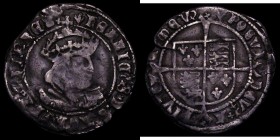 Groat Henry VIII Laker Bust D with Irish titles S.2338, North 1798, mintmark Pheon Fine with grey tone and an edge crack at 4 o'clock
