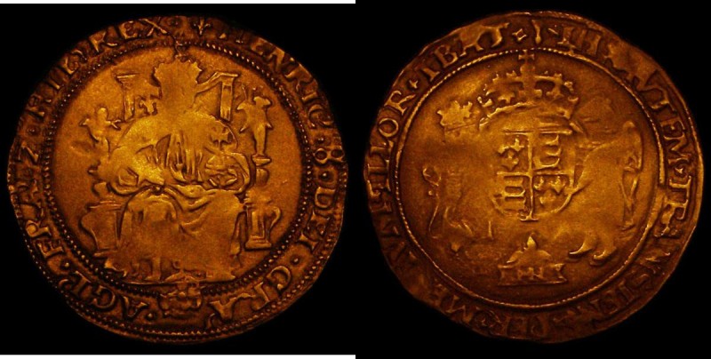 Half Sovereign Edward VI, coinage in the name of Henry VIII, Tower Mint, S.2391,...